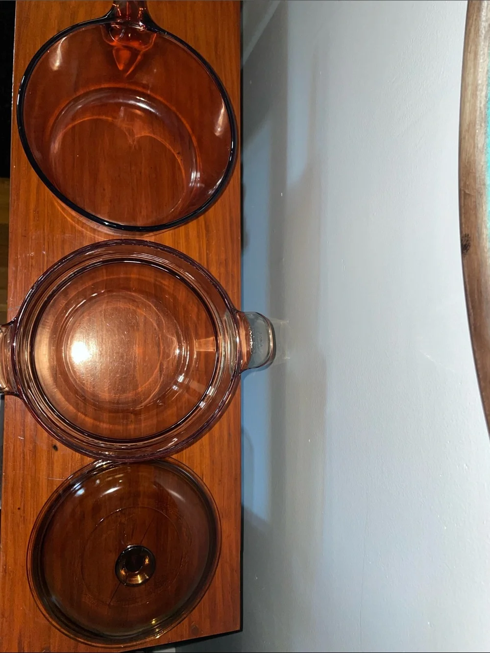 Vintage Corning Visions Amber Glass 1.5L Double Boiler Saucepan Set w Lid